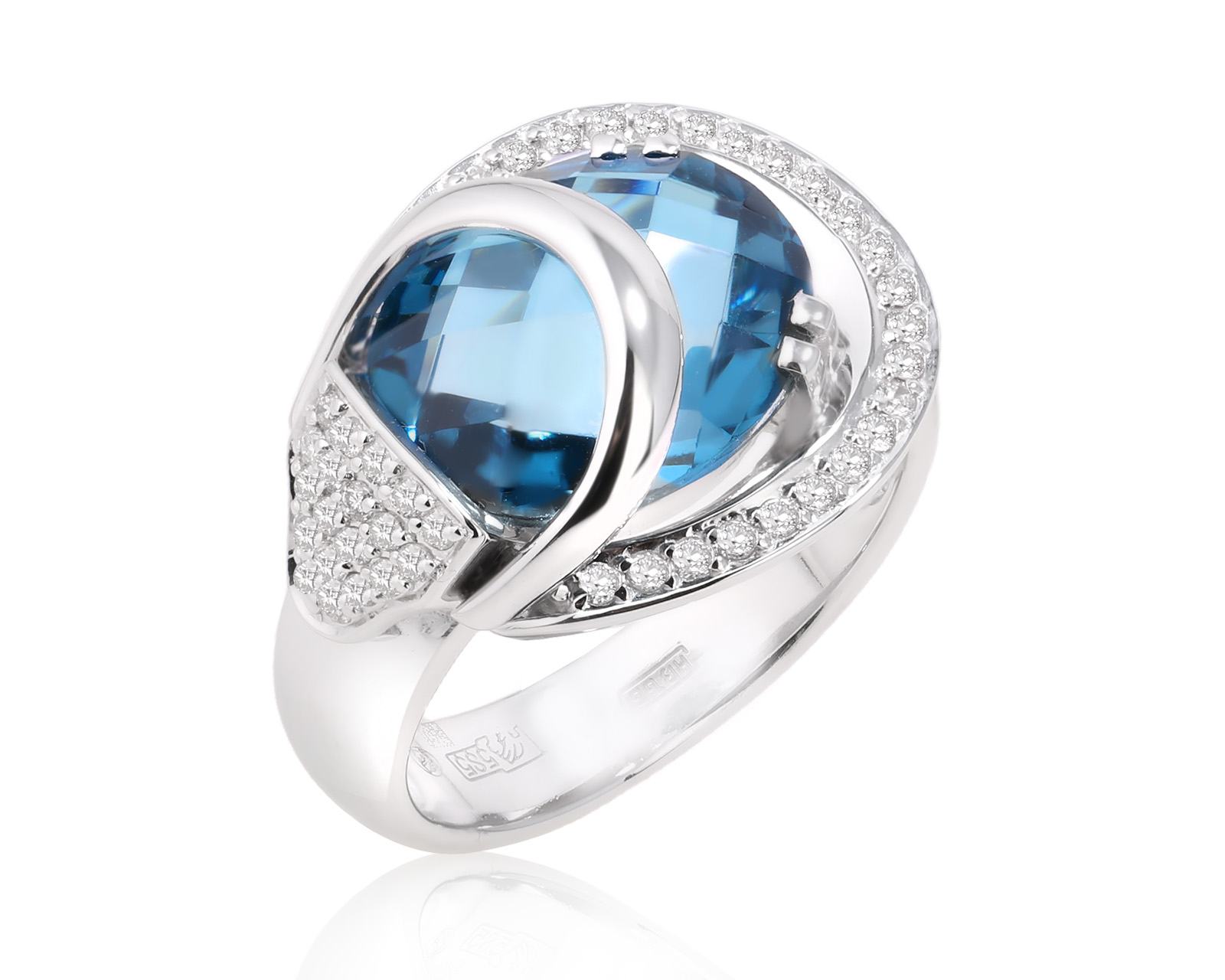 Золотое кольцо с топазом 4.50ct и бриллиантами 0.20ct 160525/3 Золотое кольцо с топазом 4.50ct и бриллиантами 0.20ct 160525/3