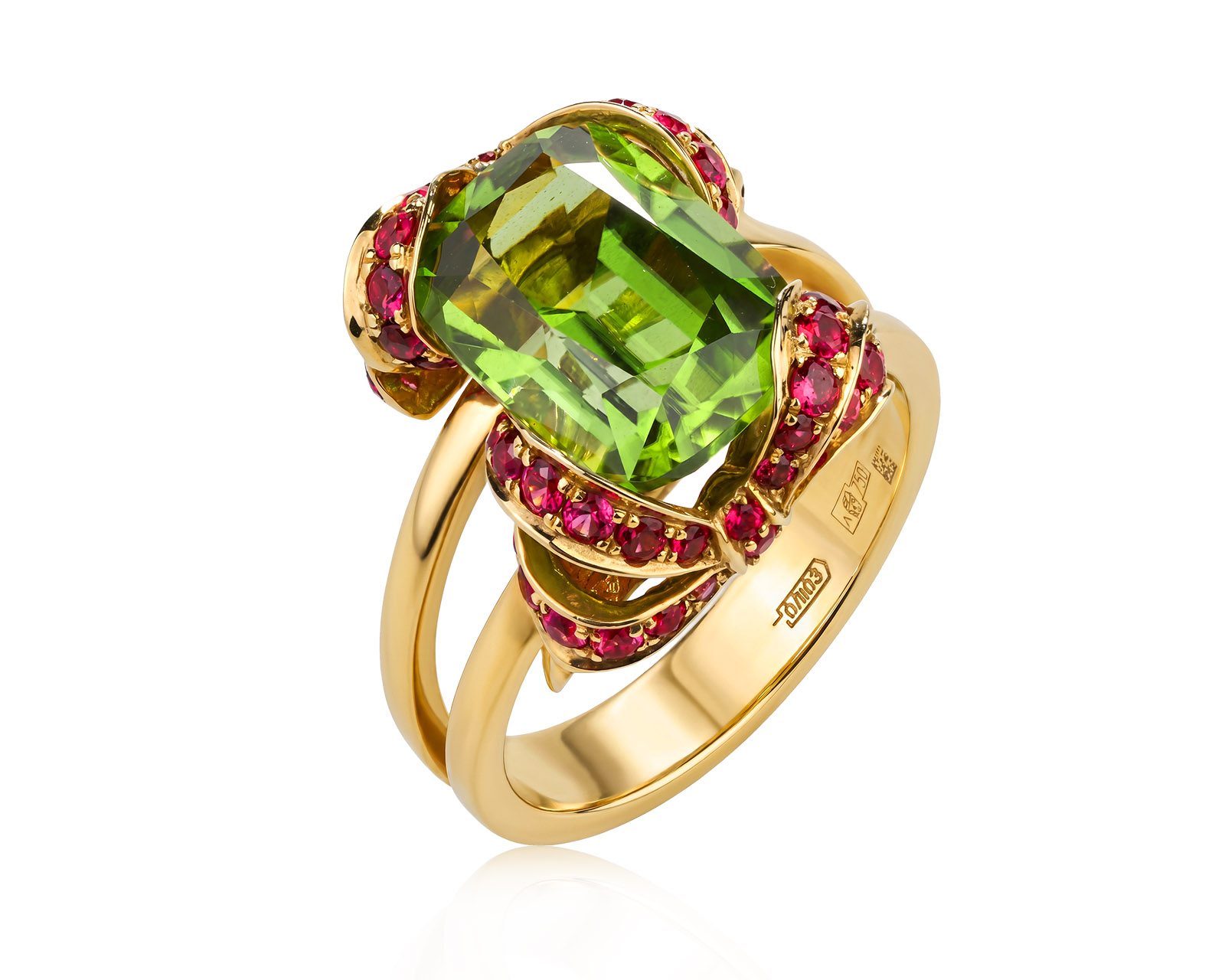 Оригинальное золотое кольцо с хризолитом 5.93ct Lykov`s Jewellery 210726/КМ426