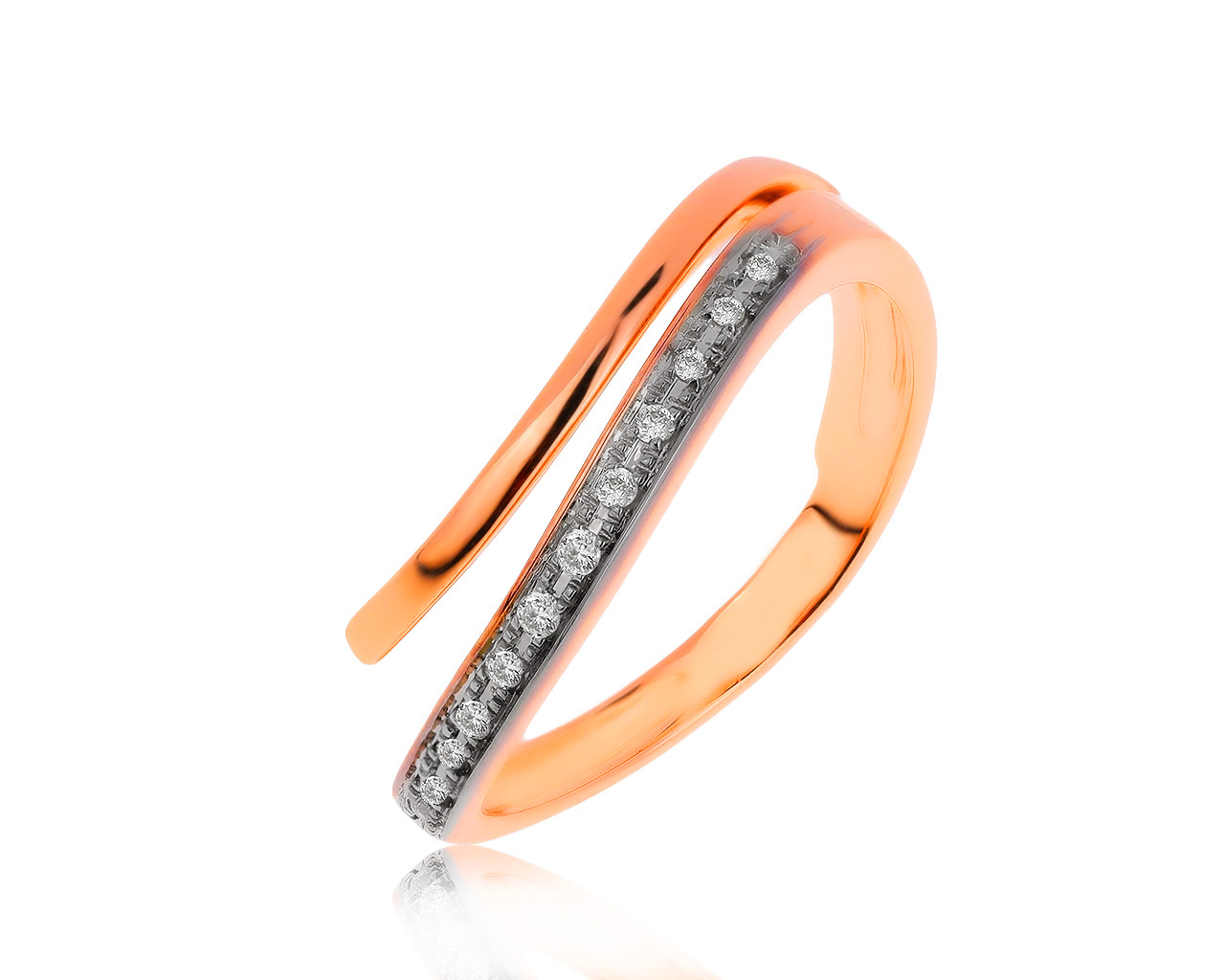 Изящное золотое кольцо с бриллиантами 0.07ct