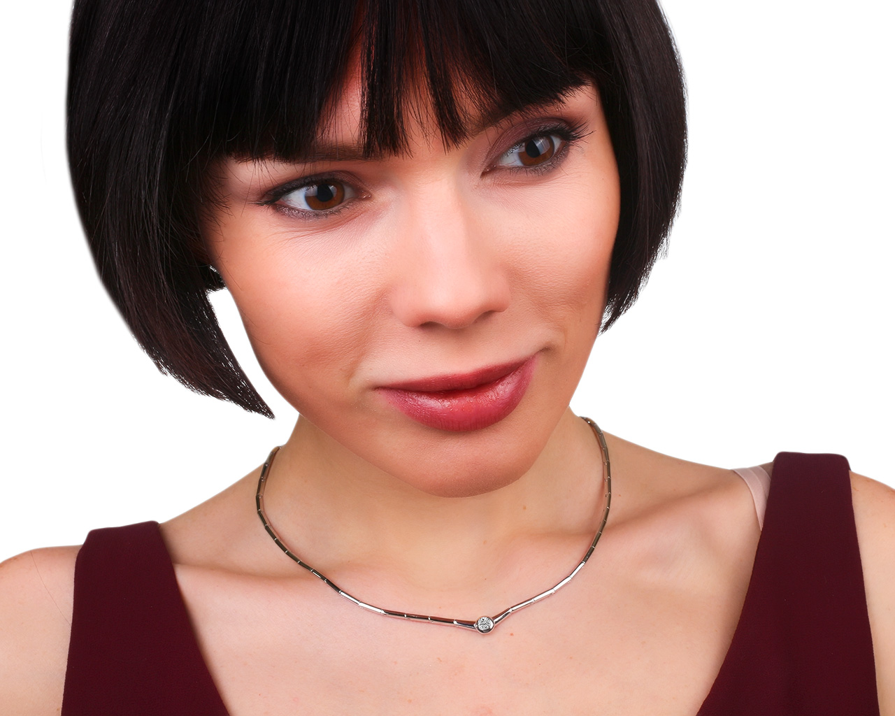 Утонченное золотое колье с бриллиантом 0.22ct