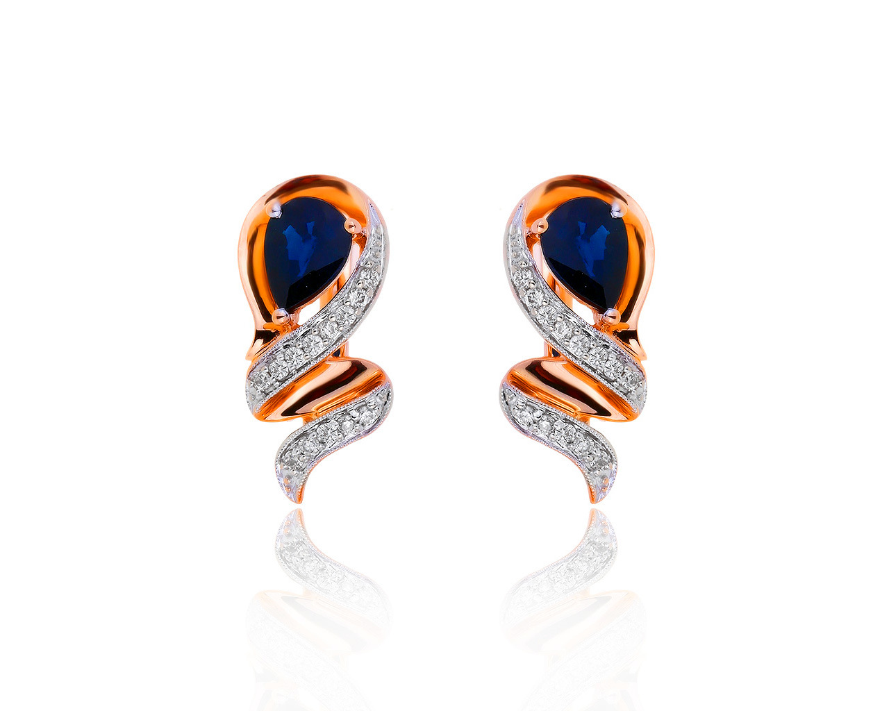 Королевские золотые серьги с сапфирами 1.46ct 240919/11