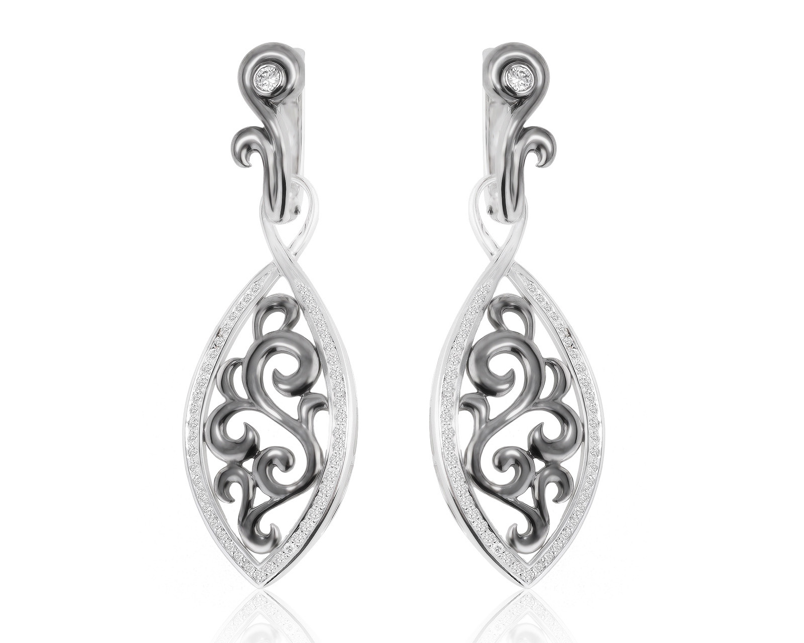 Притягательные золотые серьги с бриллиантами 0.45ct