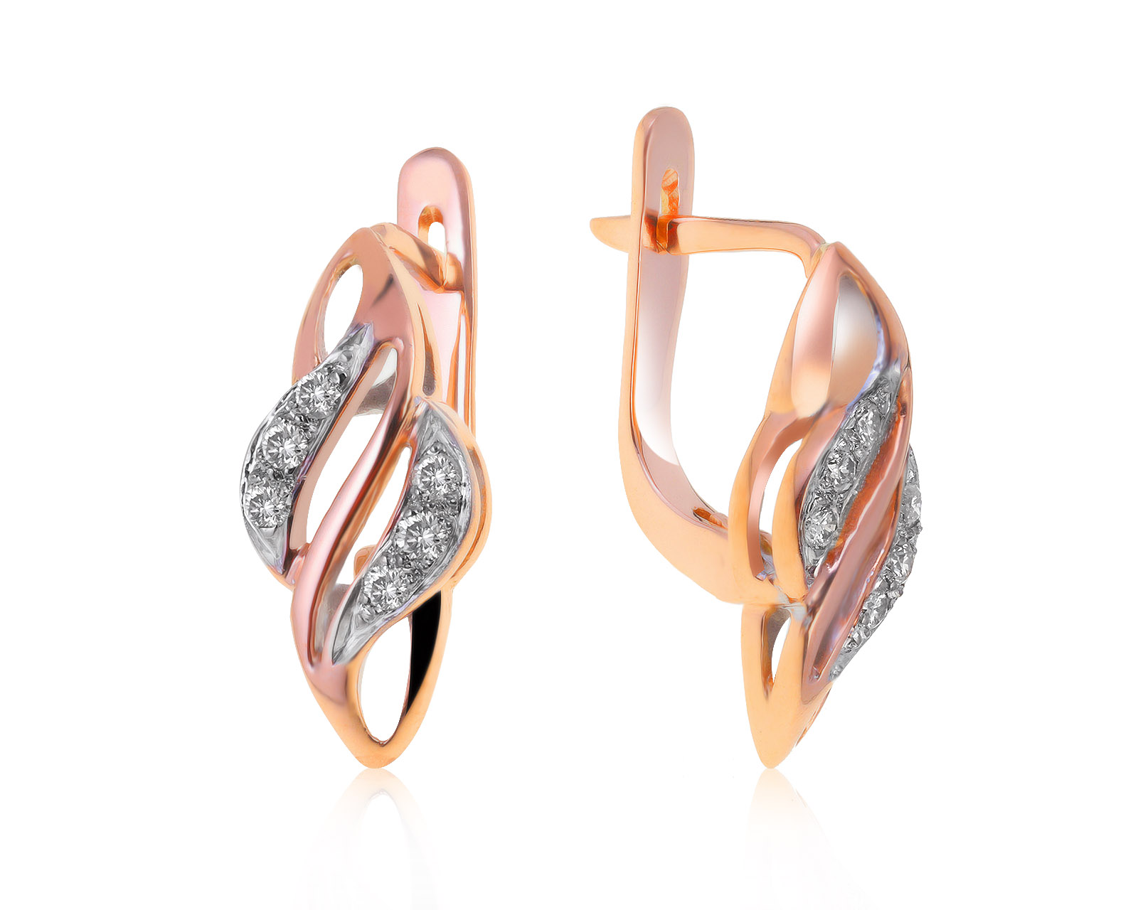 Модные золотые серьги с бриллиантами 0.26ct 060521/14