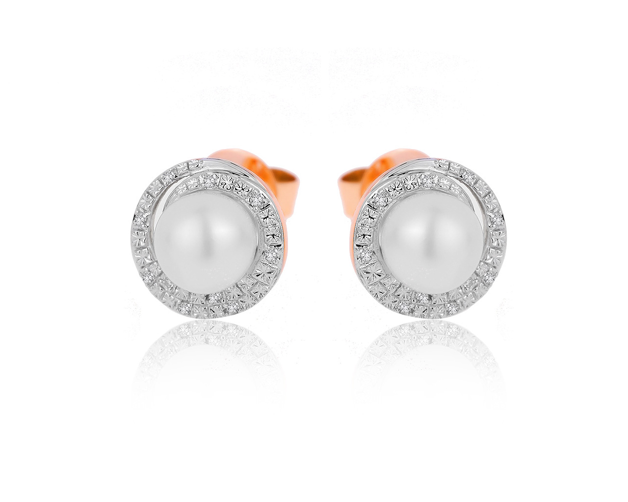 Стильные золотые серьги с жемчугом 5.70 мм 090620/3