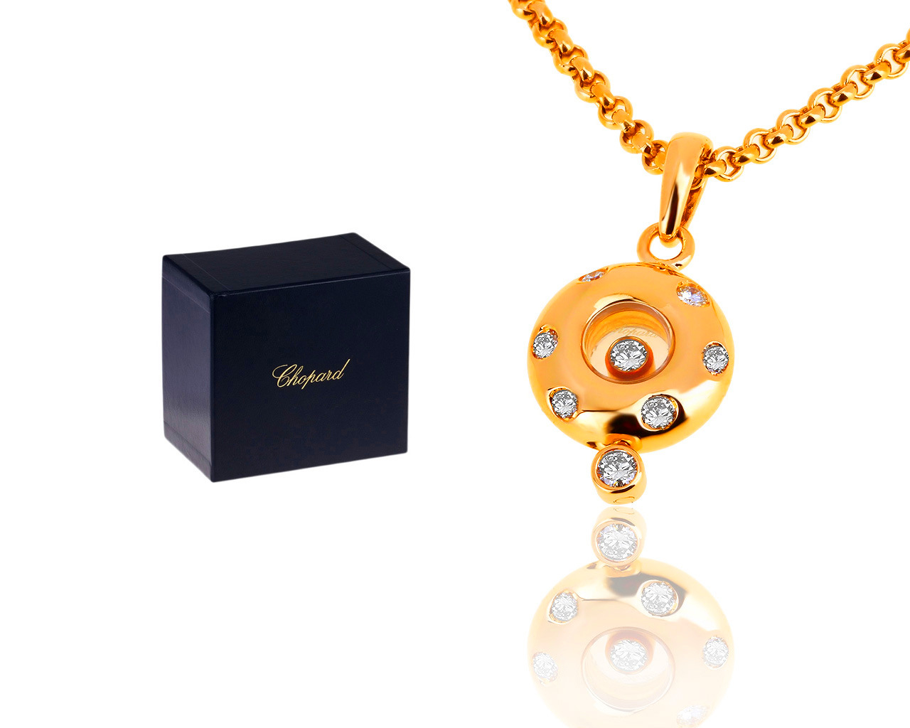 Оригинальный золотой кулон с бриллиантами 0.22ct Chopard