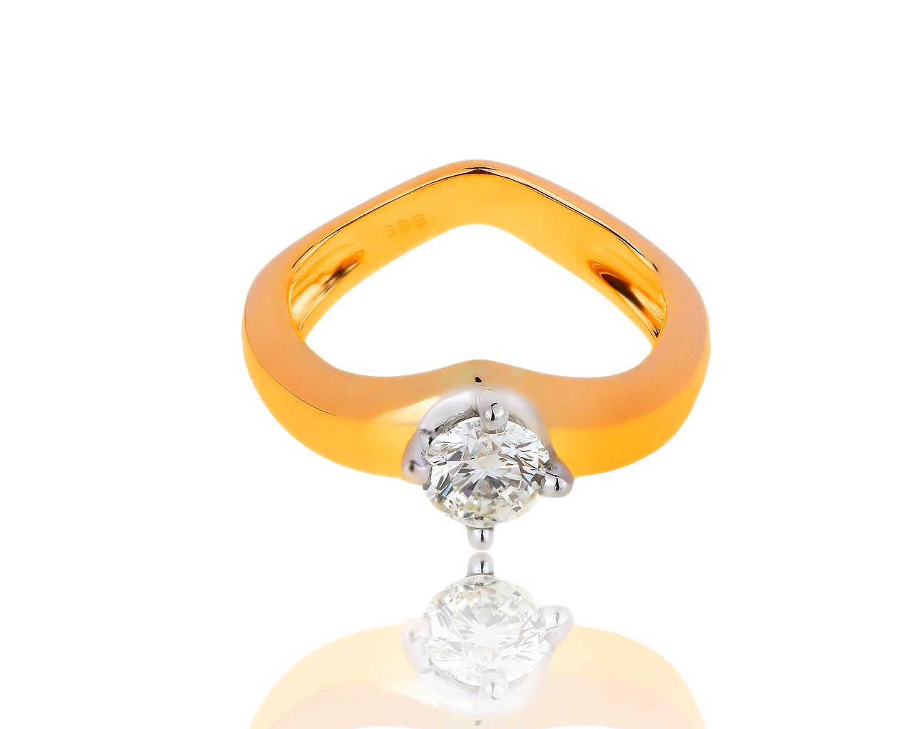 Классическое золотое кольцо с бриллиантом 1.00ct