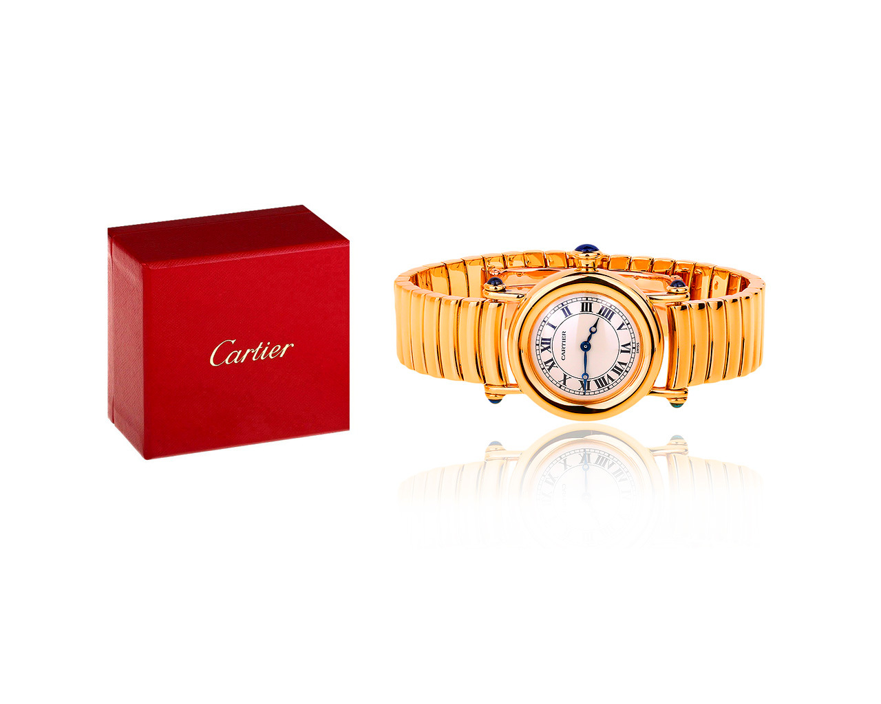 Золотые наручные часы с сапфирами Cartier Colisee