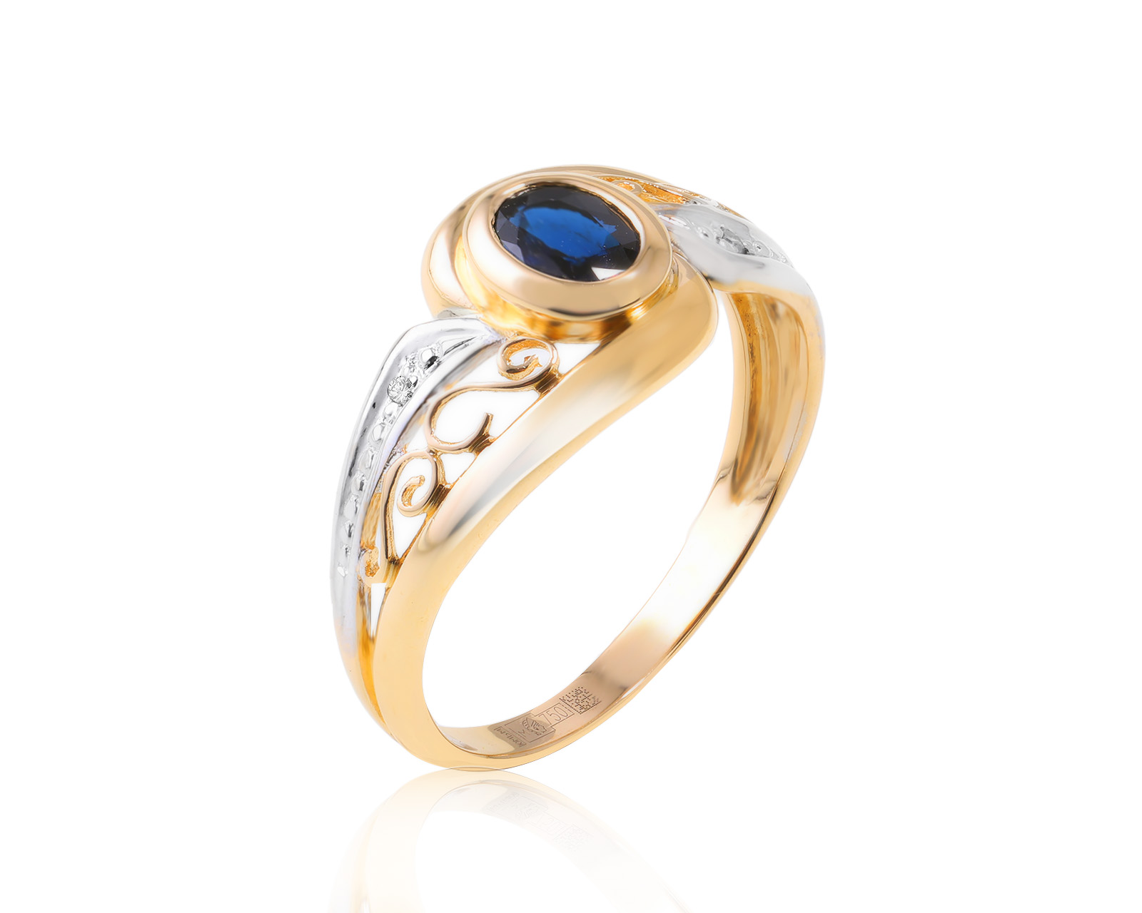 Золотое кольцо с сапфиром 0.28ct и бриллиантами 0.01ct 030324/4