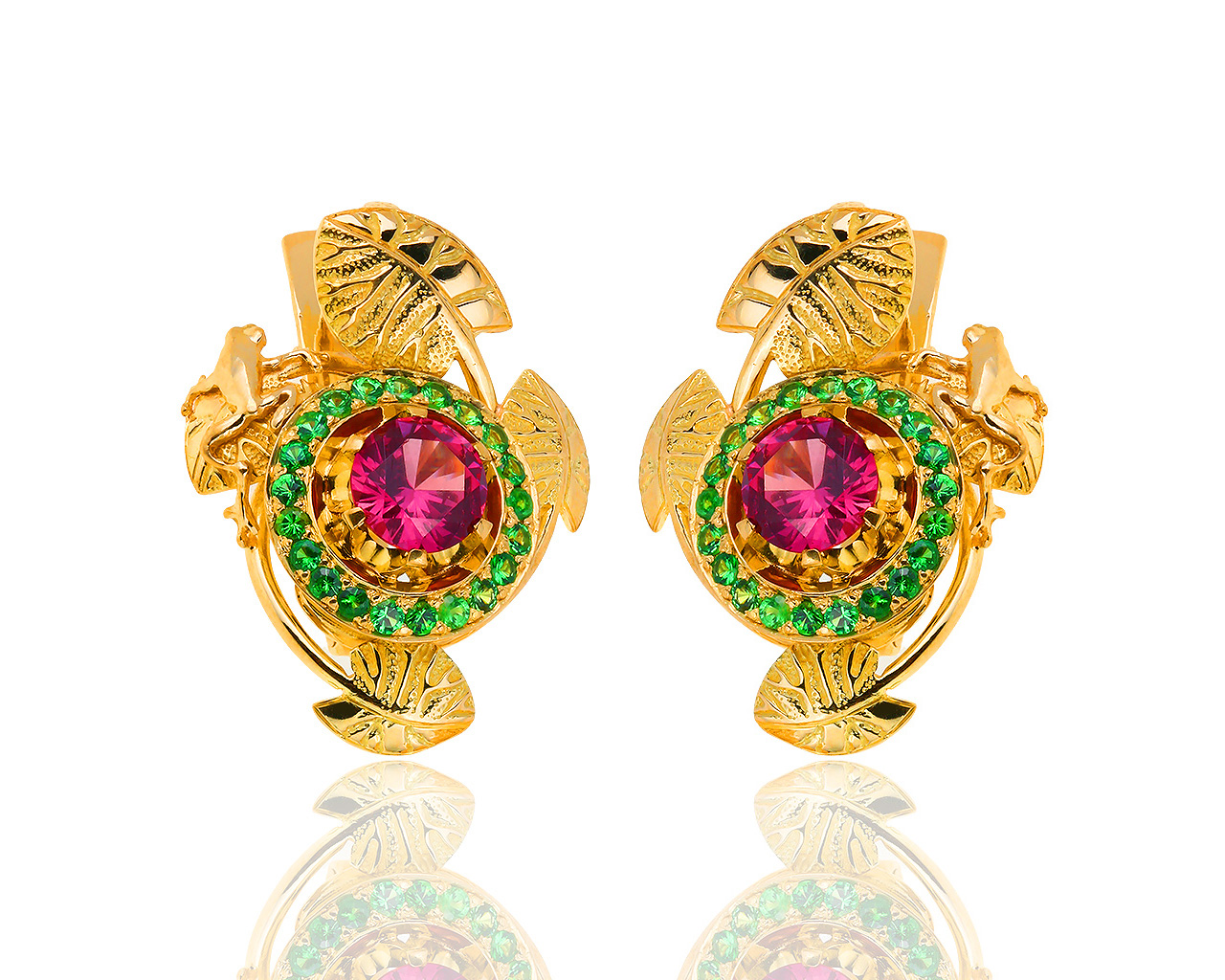 Итальянские золотые серьги с гранатами 2.47ct 280119/28