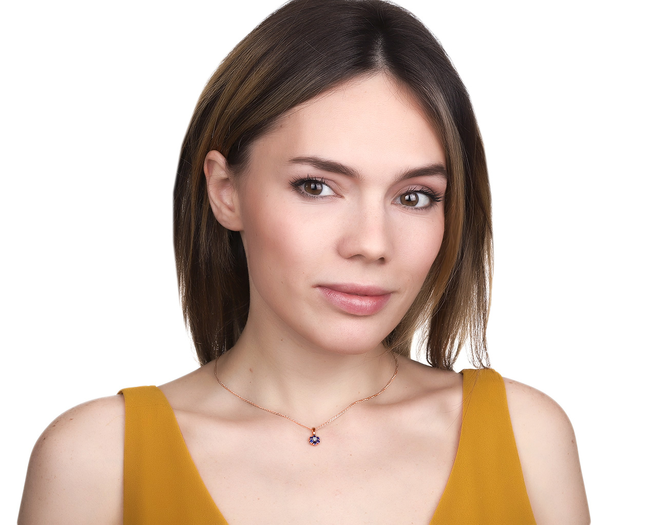 Изящный золотой кулон с сапфирами 0.46ct