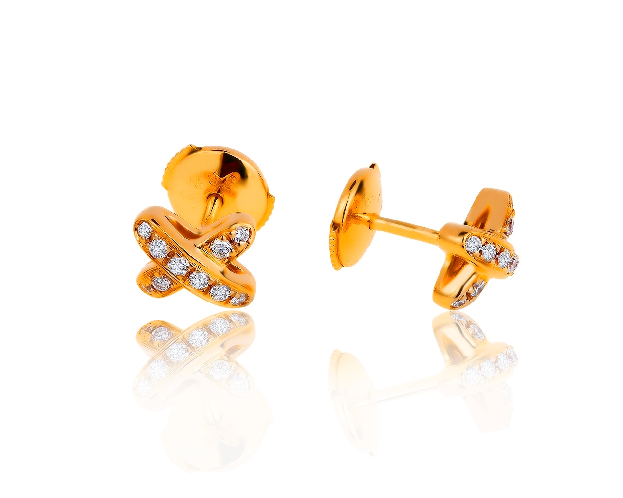 Оригинальные золотые серьги с бриллиантами 0.20ct Chaumet