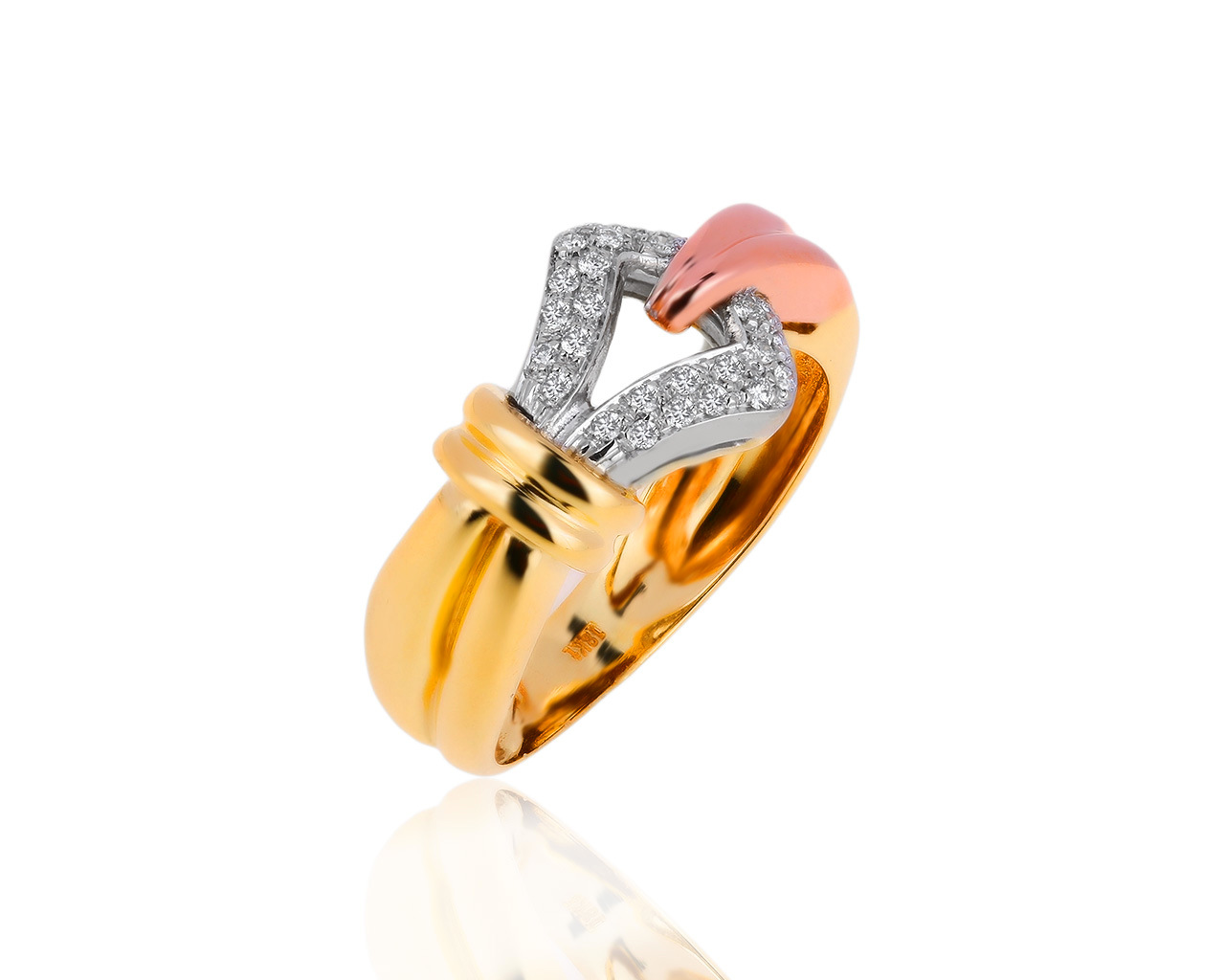 Прекрасное золотое кольцо с бриллиантами 0.15ct