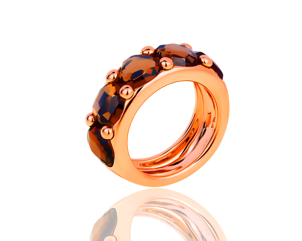 Оригинальное золотое кольцо с дымчатым кварцем Pomellato Narciso