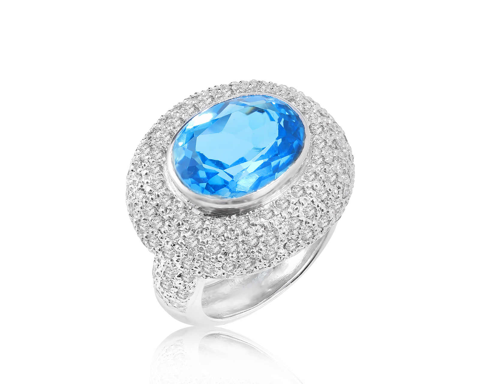 Золотое кольцо с топазом Swiss Blue 7.70ct