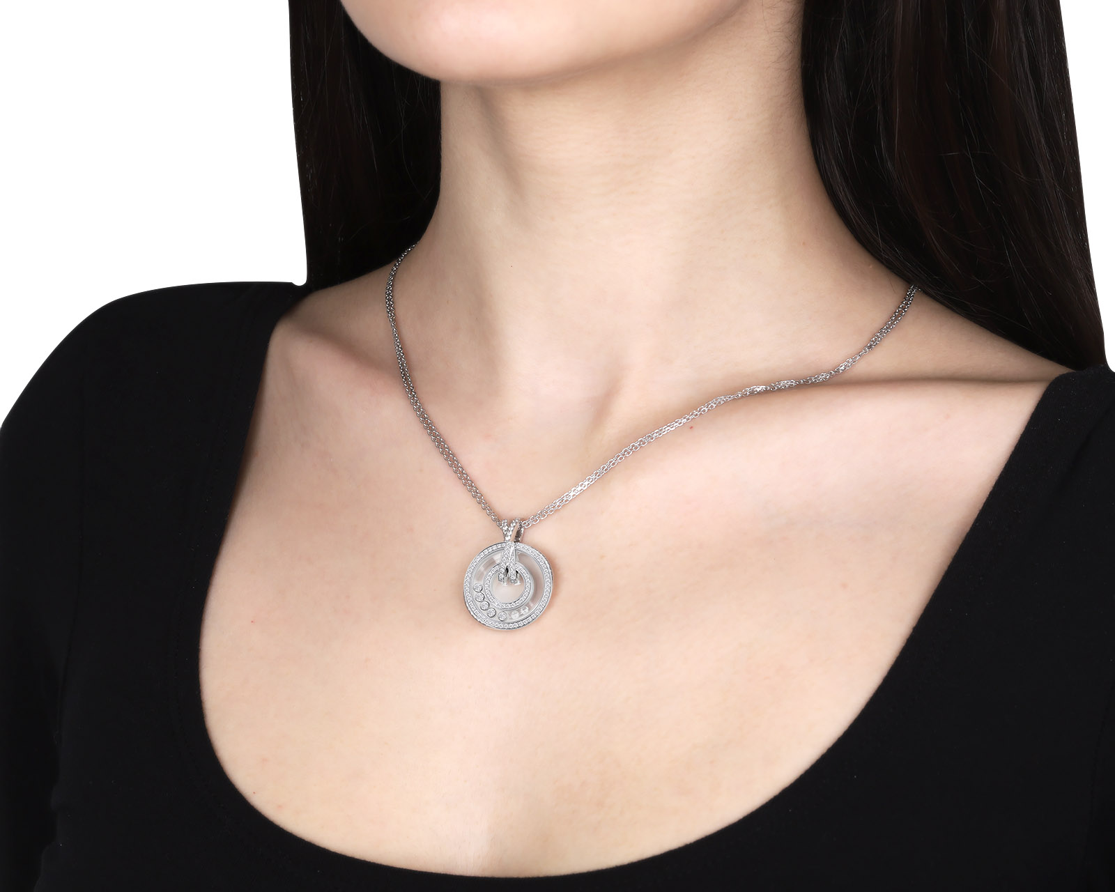 Оригинальный золотой кулон Chopard Happy Diamonds