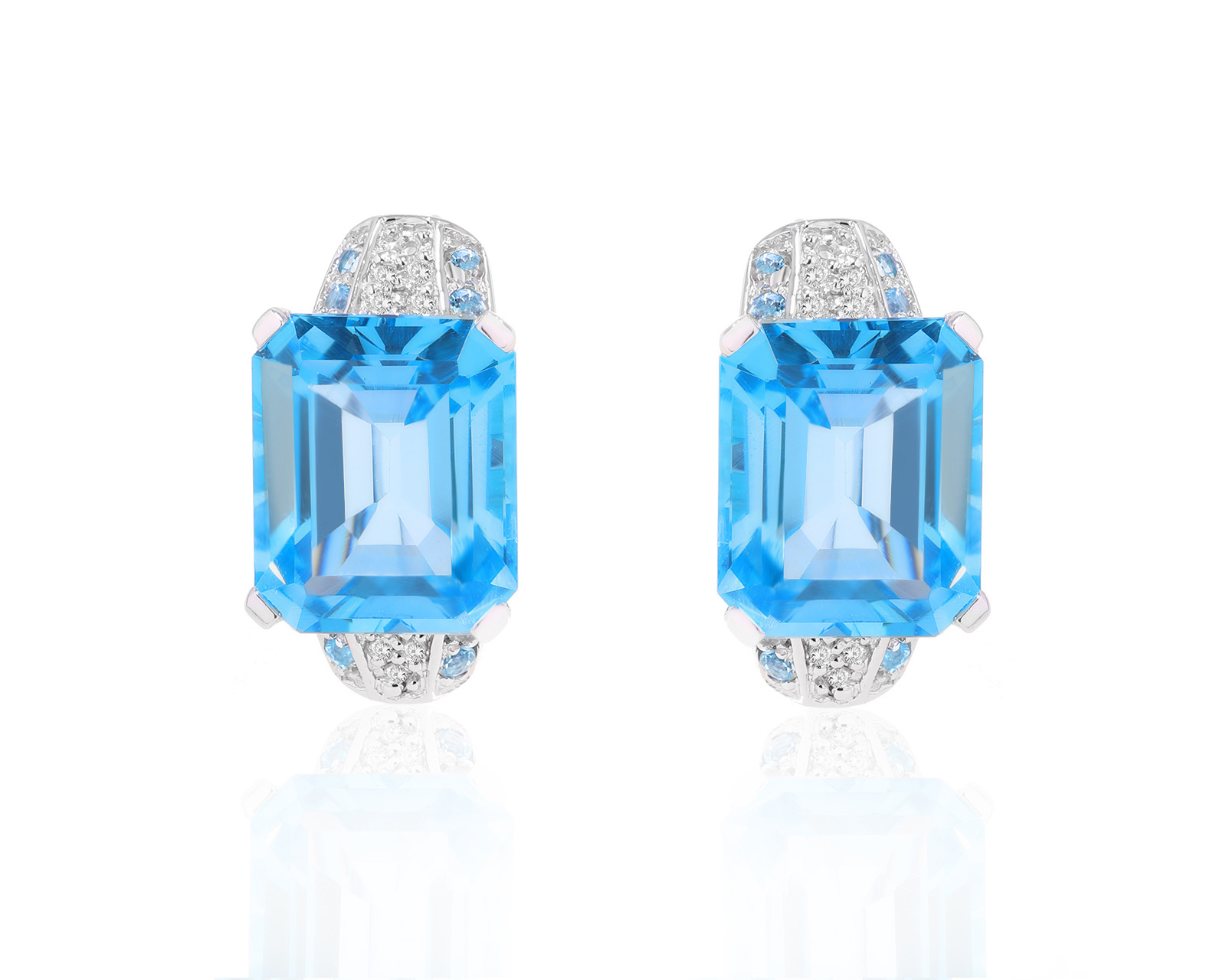 Золотые серьги с топазами 12.92ct и бриллиантами 0.08ct 101024/11