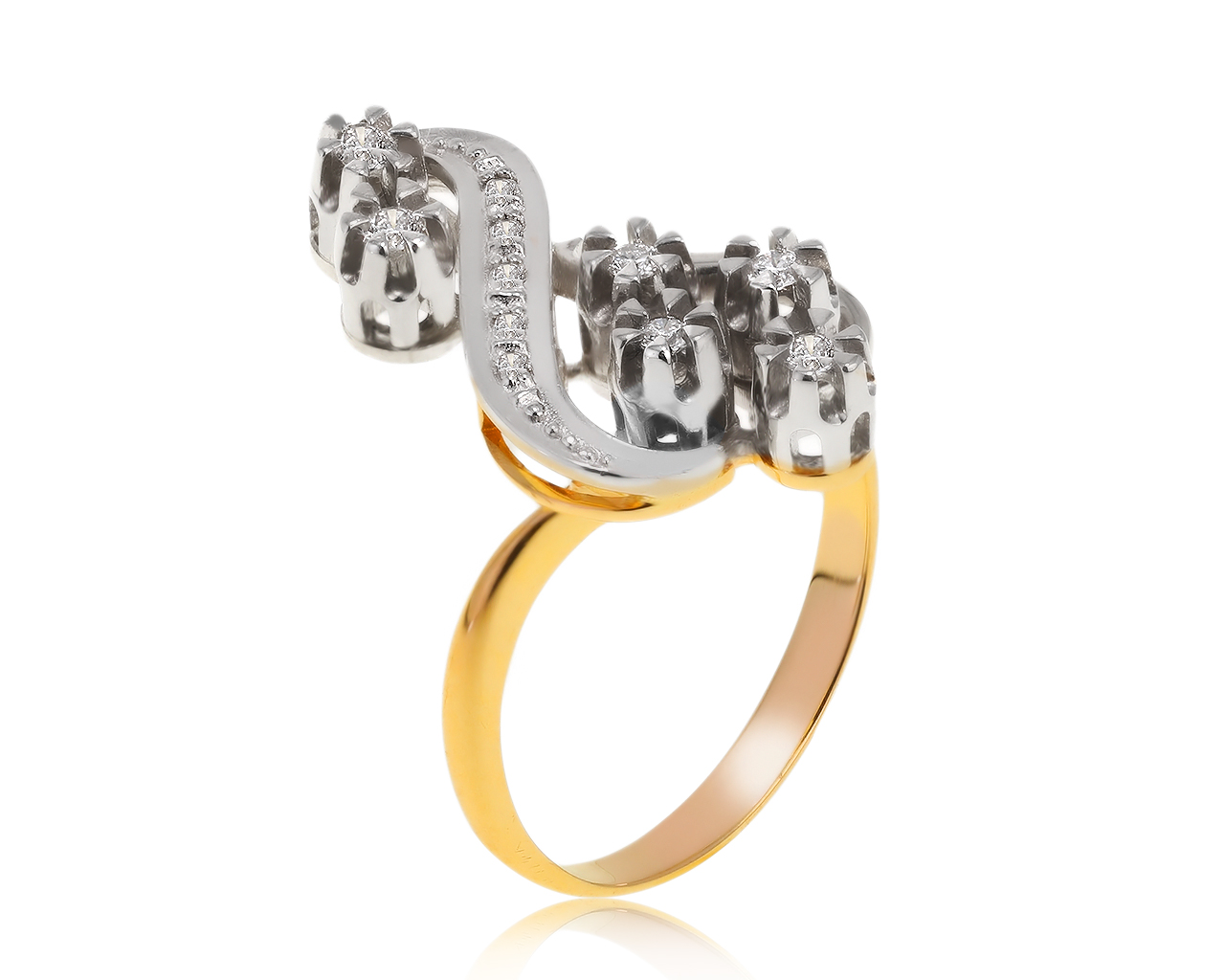 Эстетичное золотое кольцо с бриллиантами 0.17ct 270121/4