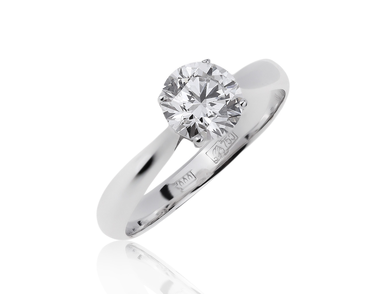 Оригинальное золотое кольцо с бриллиантом 1.00ct Смоленские бриллианты 230620/13