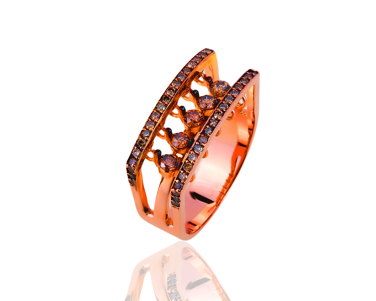 Золотое кольцо с танцующими бриллиантами 0.87ct Roberto Bravo 160519/19