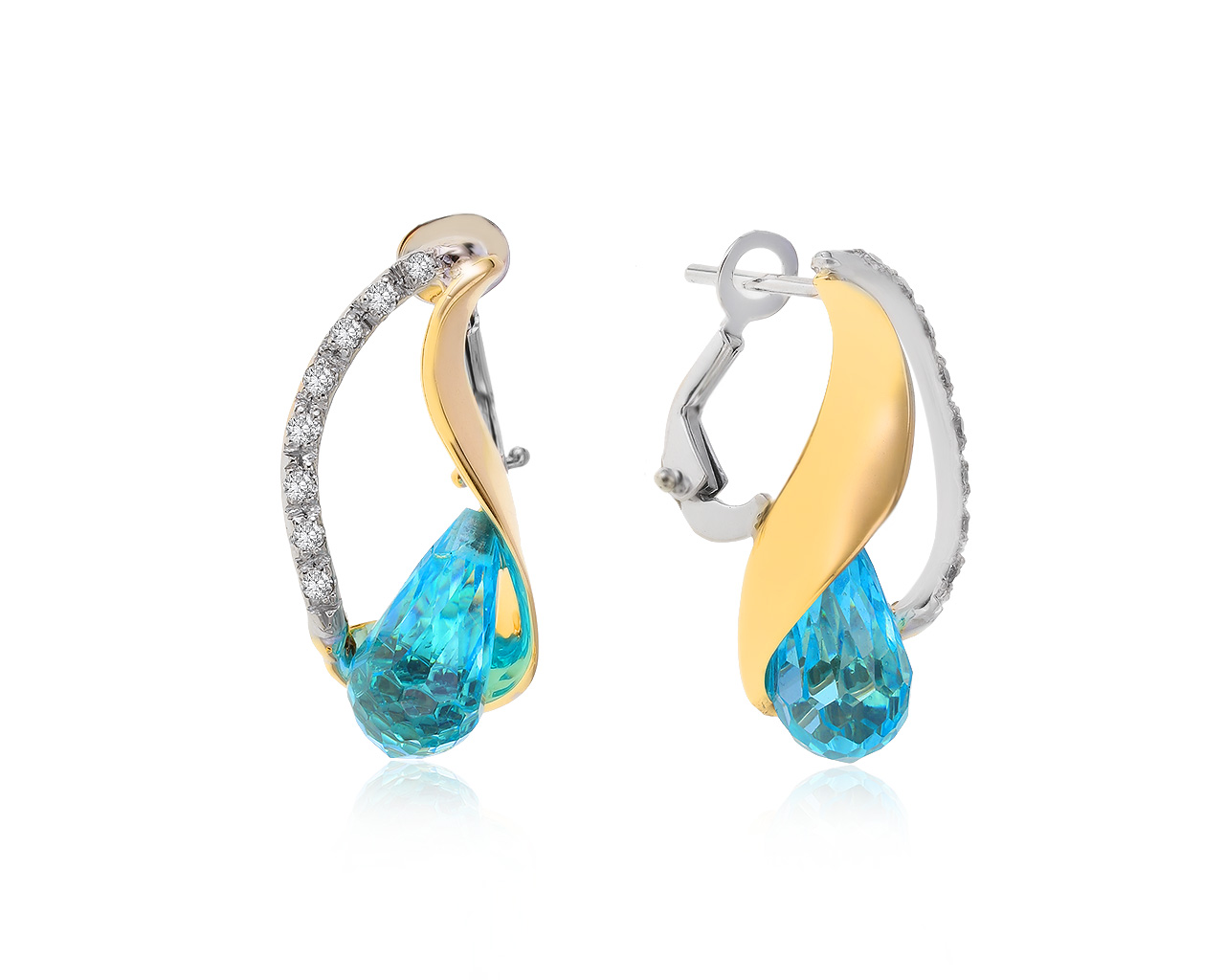 Золотые серьги с голубыми ситаллами 7.84ct 260120/5