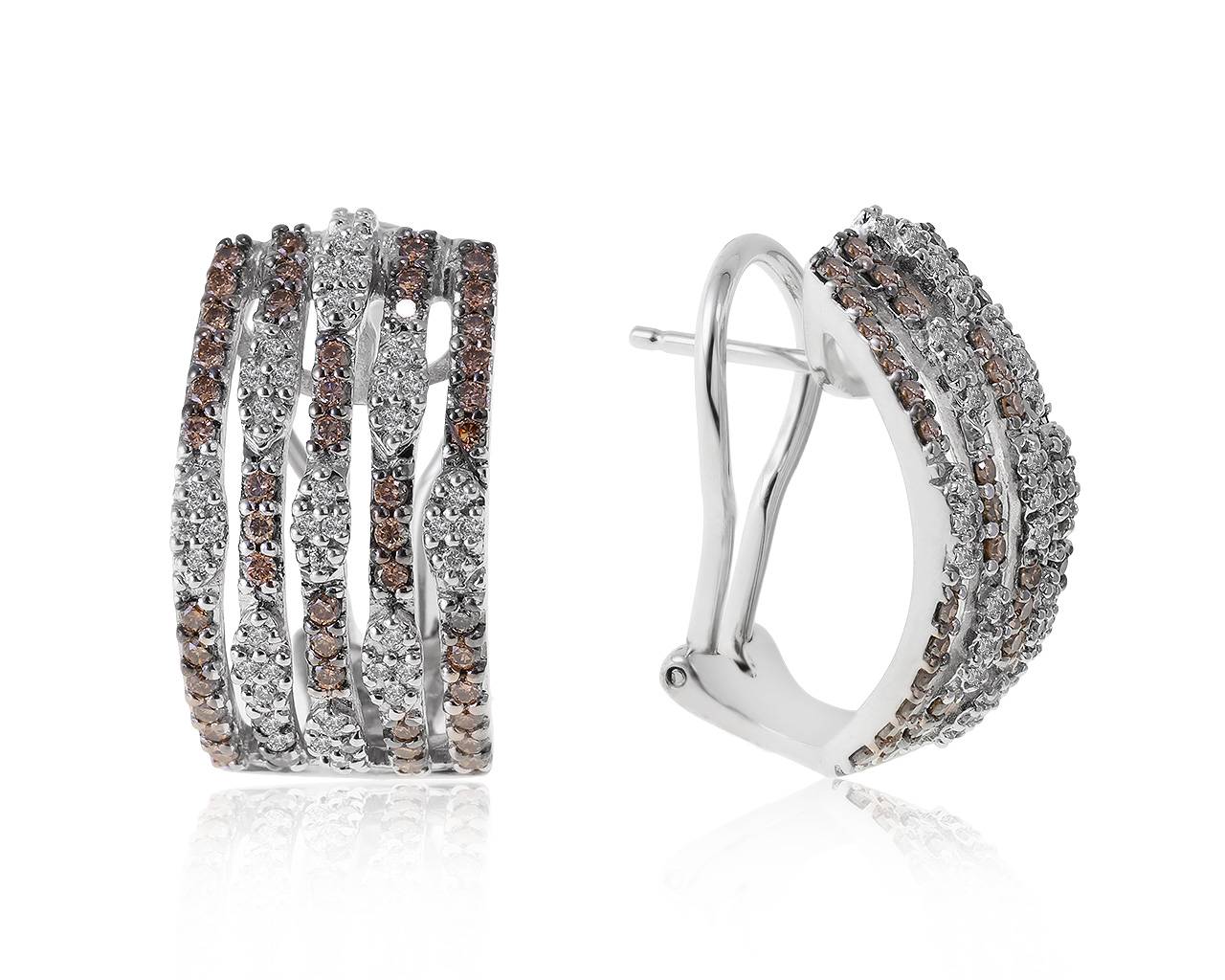 Прекрасные золотые серьги с бриллиантами 0.88ct