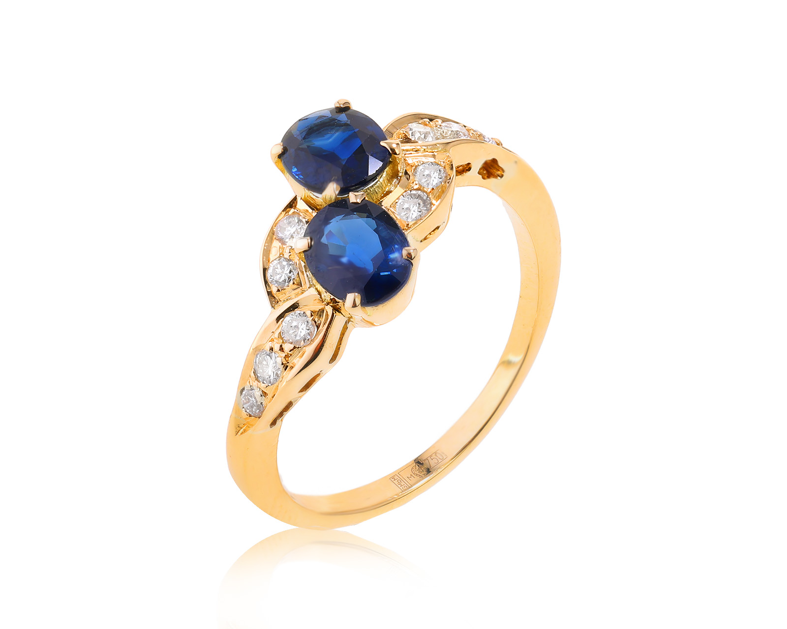 Золотое кольцо с сапфирами 1.04ct 260723/3