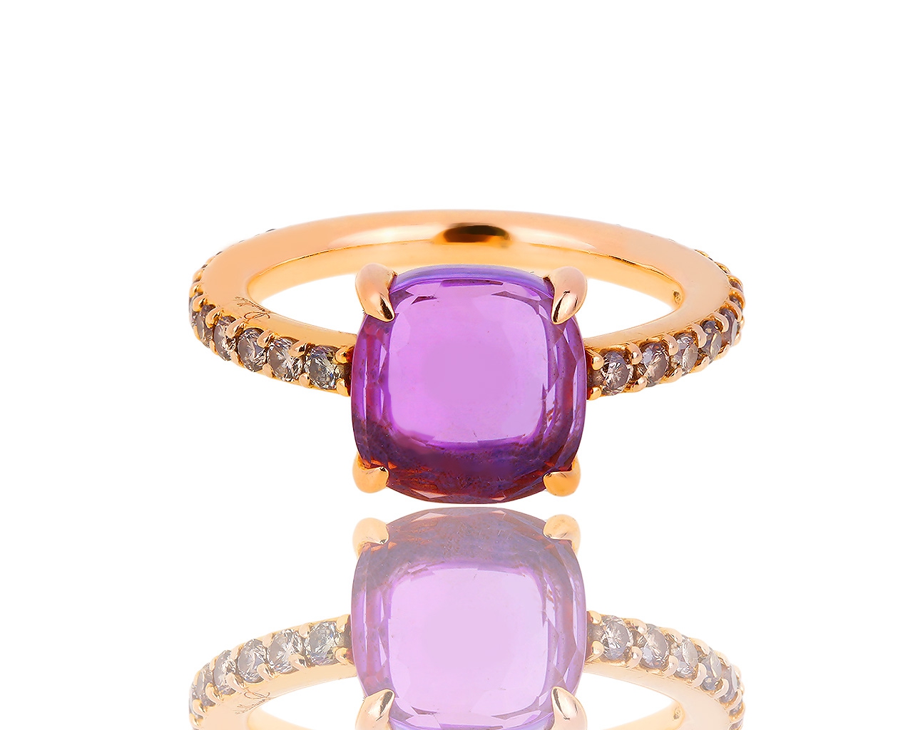 Оригинальное золотое кольцо с аметистом и бриллиантами 0.30ct Pomellato 150818/11
