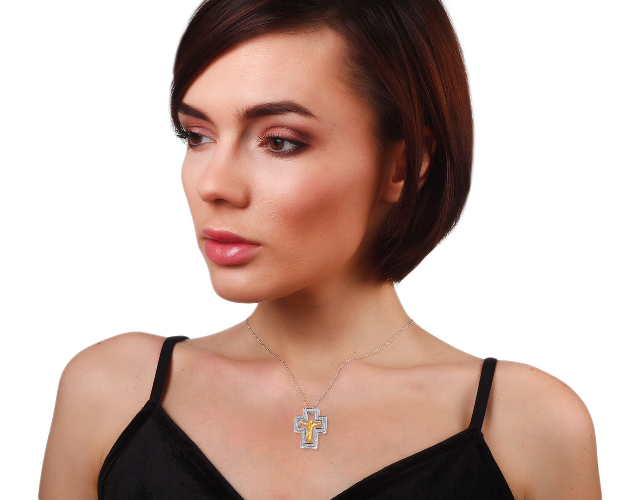 Золотой крестик с бриллиантами 0.40ct