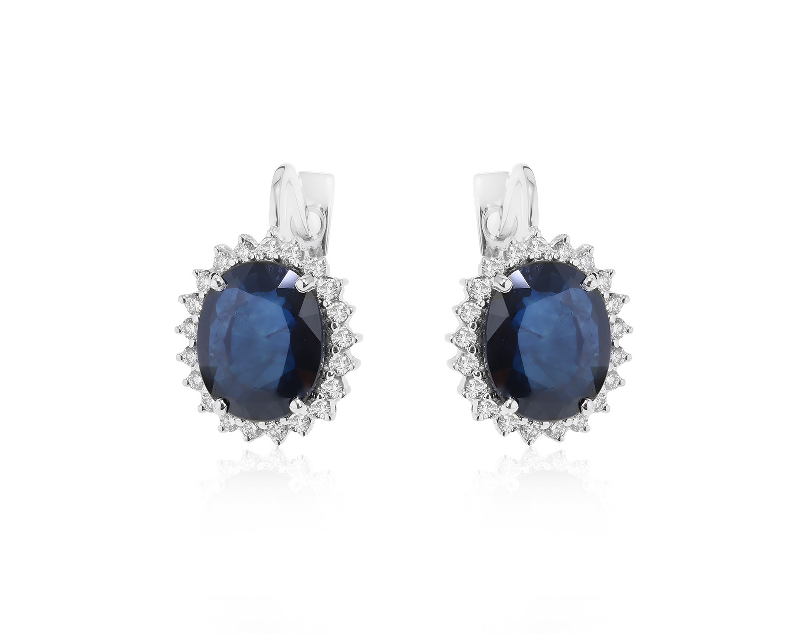 Эстетичные золотые серьги с сапфирами 5.39ct