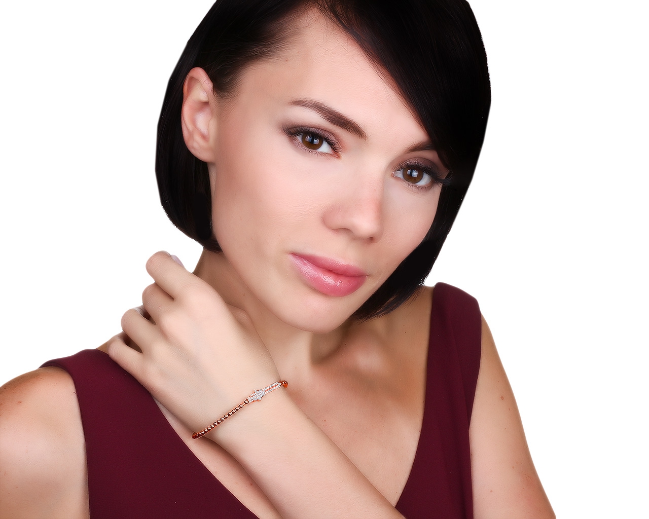 Достойный золотой браслет с бриллиантами 0.37ct