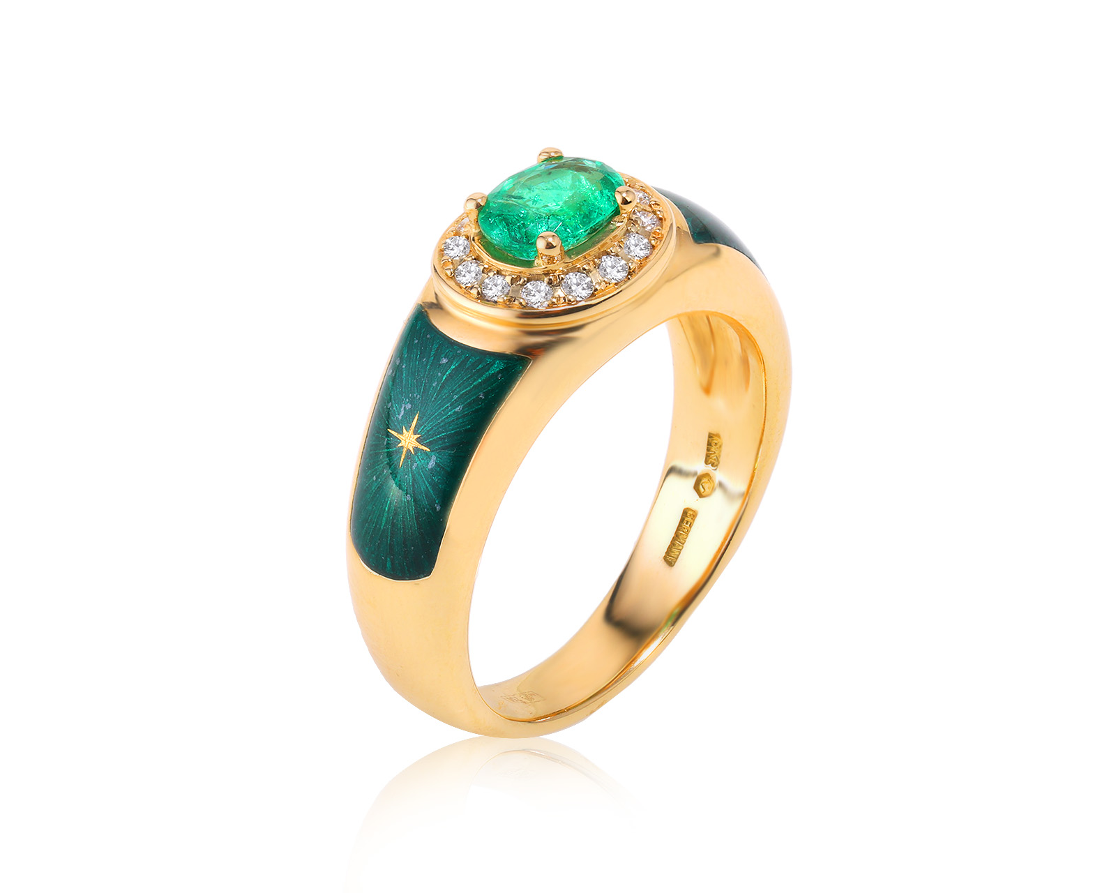 Оригинальное золотое кольцо с изумрудом 0.82ct Faberge