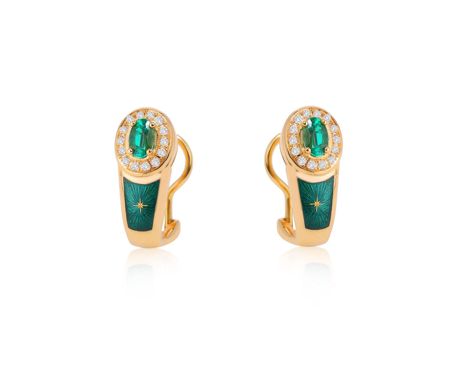 Оригинальные золотые серьги с изумрудами 0.88ct Faberge 100923/2