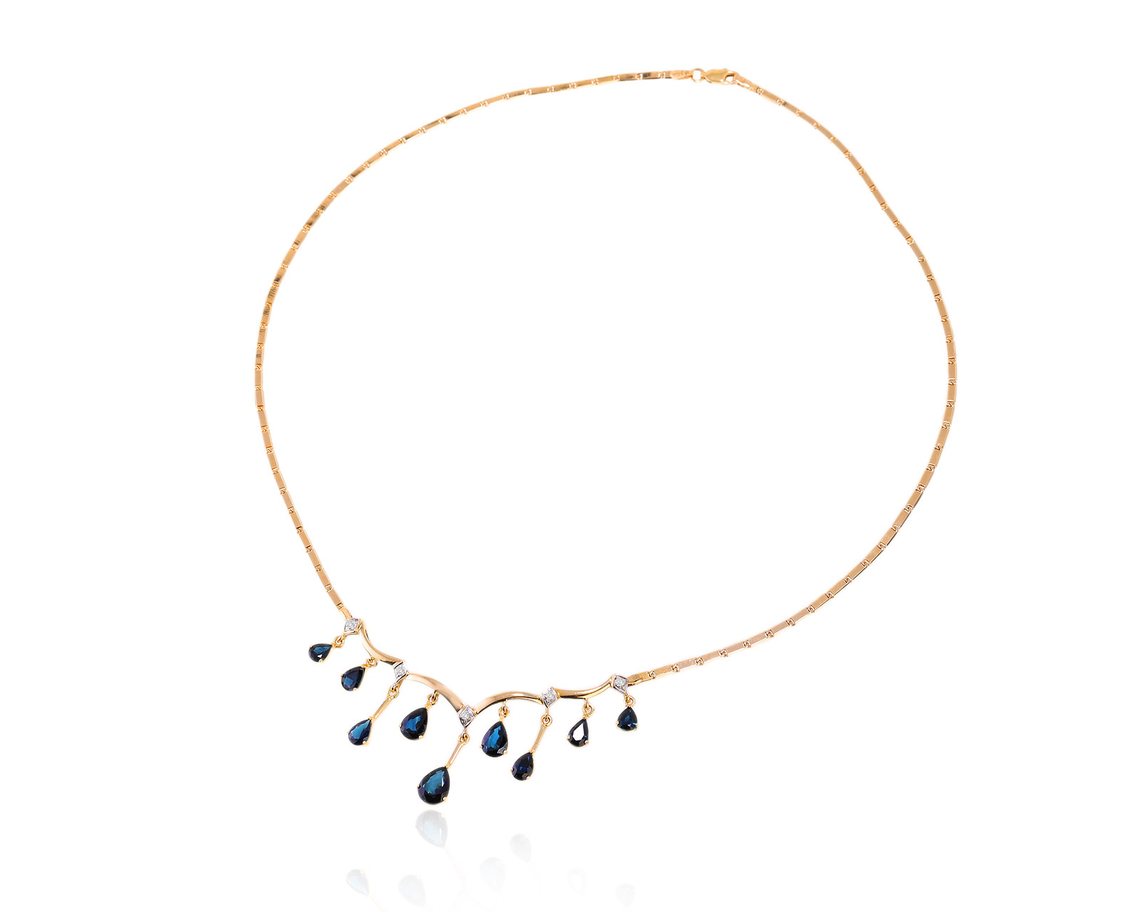 Золотое колье с сапфирами 5.40ct и бриллиантами 0.07ct