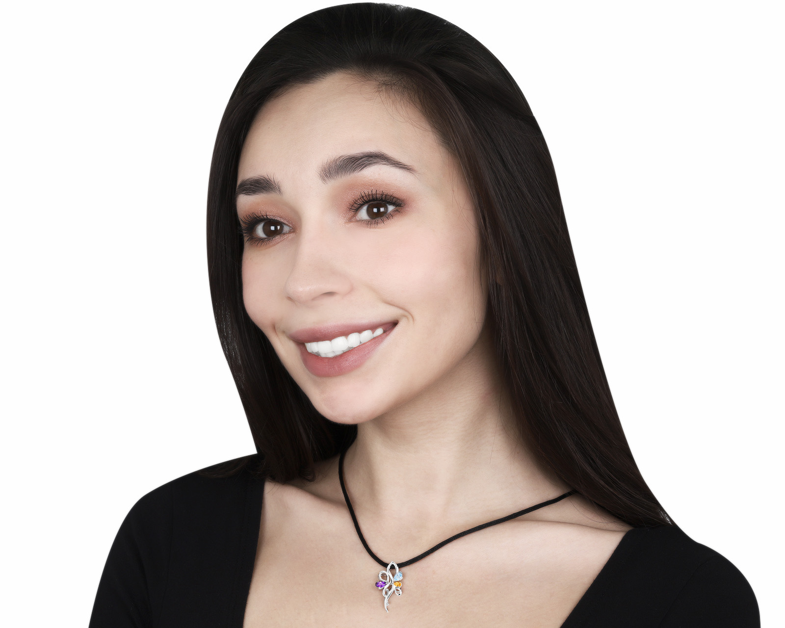 Модный золотой кулон с цветными камнями 0.89ct