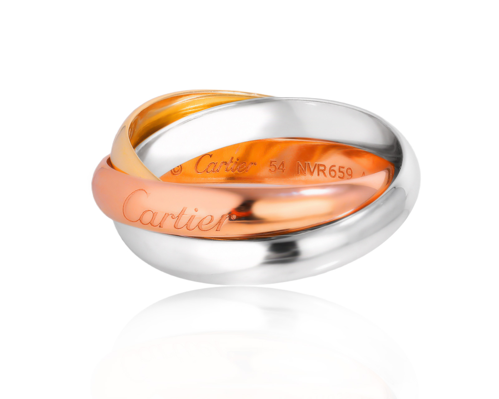 Оригинальное золотое кольцо Cartier Trinity Classic 180825/12