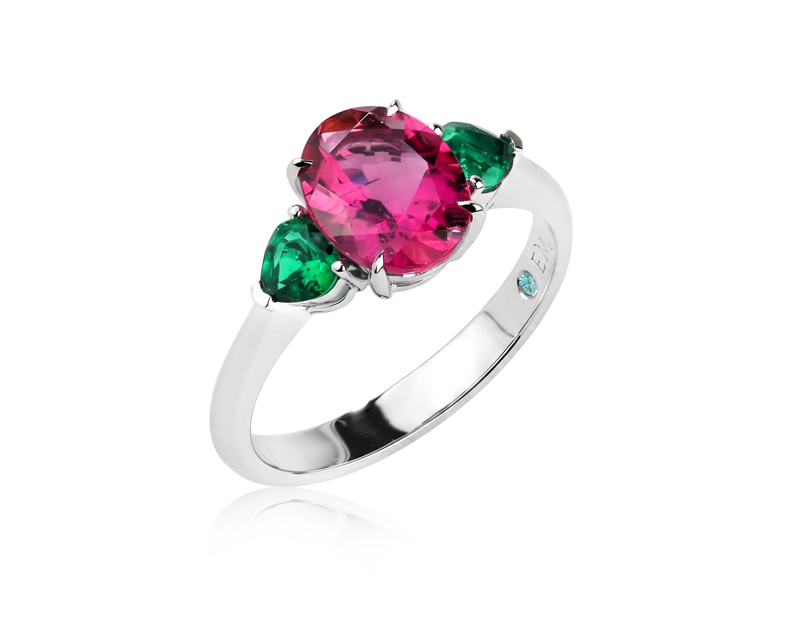 Золотое кольцо с турмалином 1.67ct и изумрудами 0.41ct Evgeny Matveev 250526/Б300