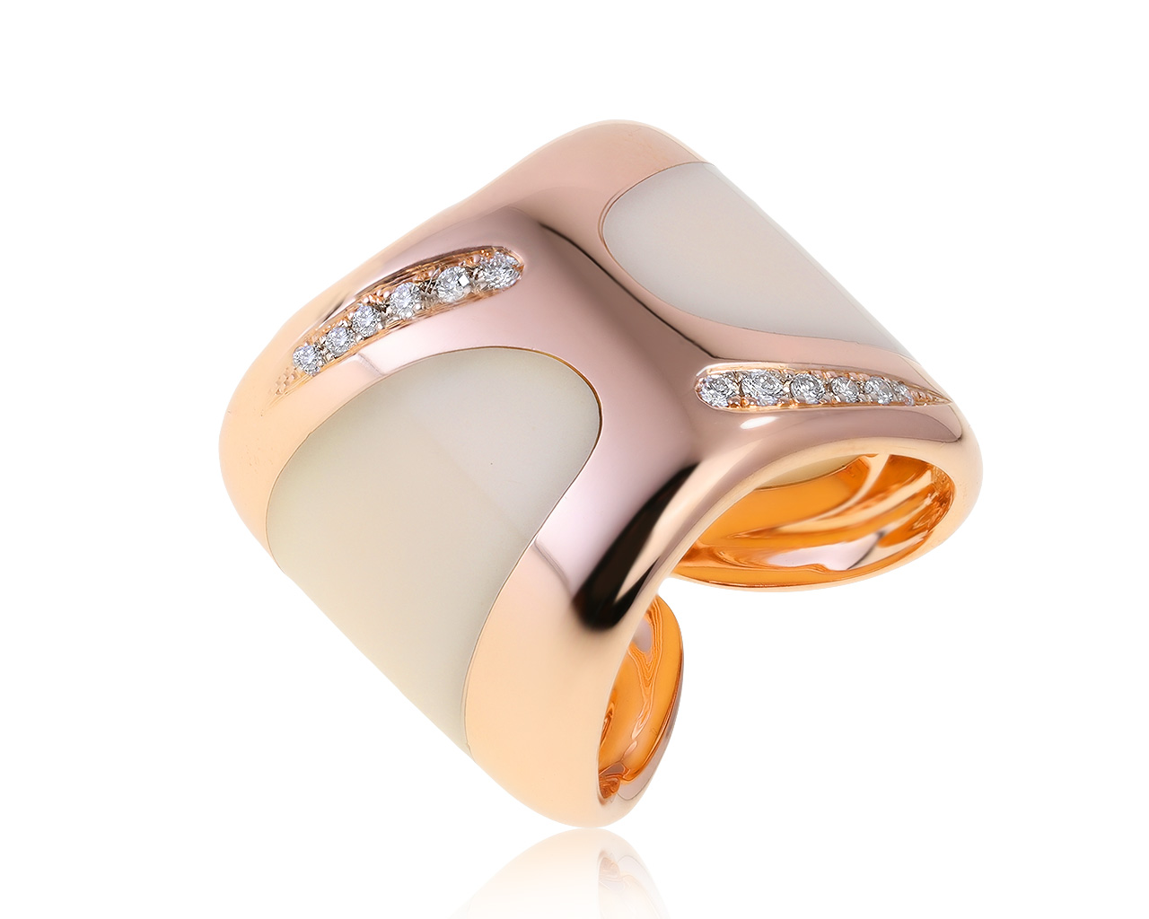Оригинальное золотое кольцо с бриллиантами 0.11ct Gavello