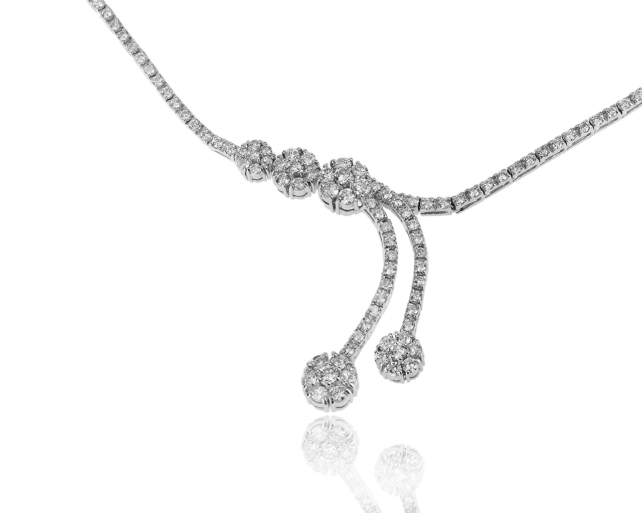 Богатое золотое колье с бриллиантами 3.27ct