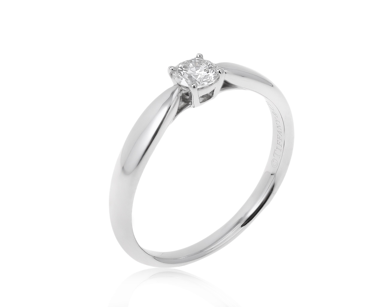 Оригинальное платиновое кольцо с бриллиантом 0.24ct Tiffany&Co 041120/7