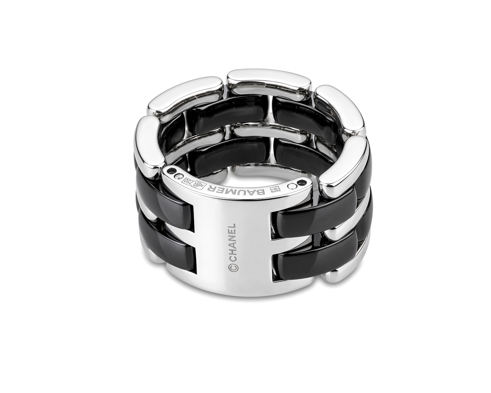 Оригинальное золотое кольцо с черной керамикой Chanel Ultra Large