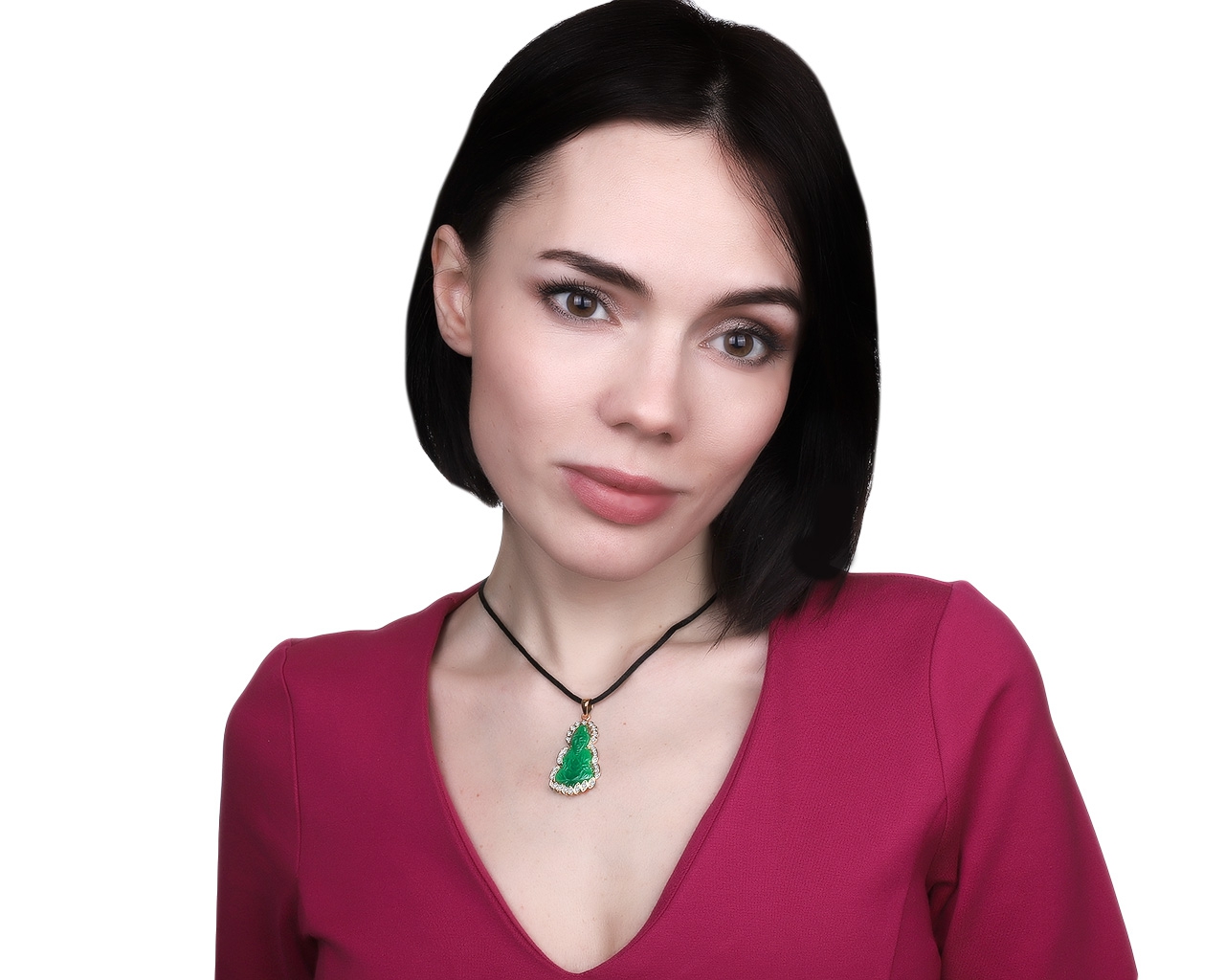 Царский золотой нефритовый кулон с бриллиантами 0.60ct