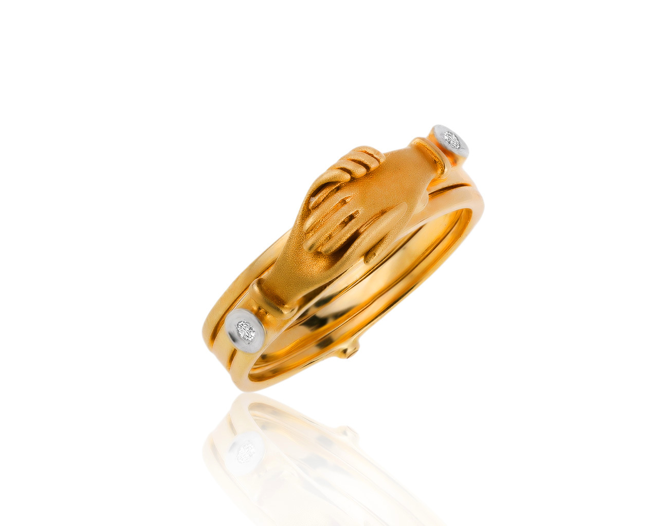 Изящное золотое кольцо с рубинами 0.04ct