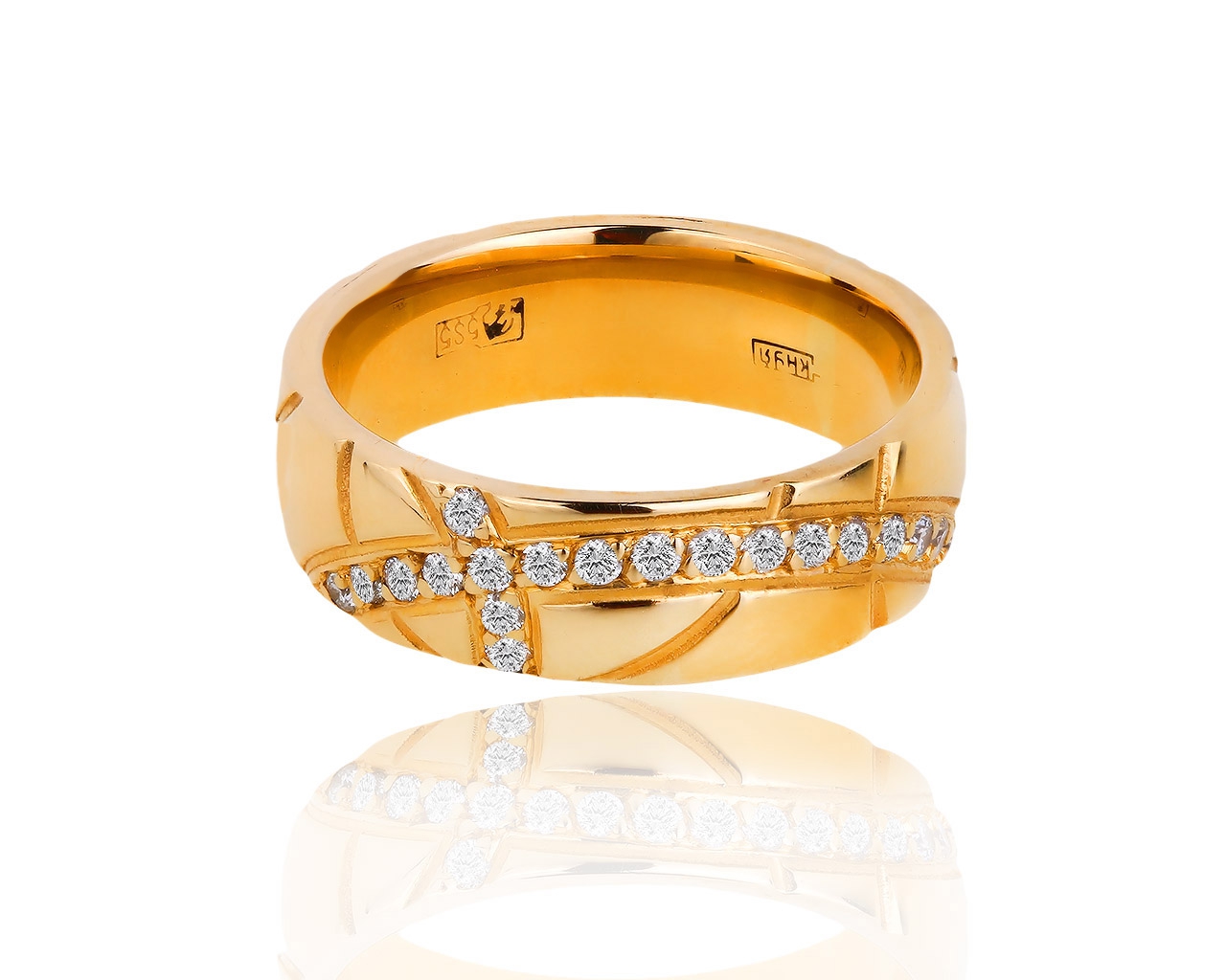 Узорное золотое кольцо с бриллиантами 0.20ct 241117/3