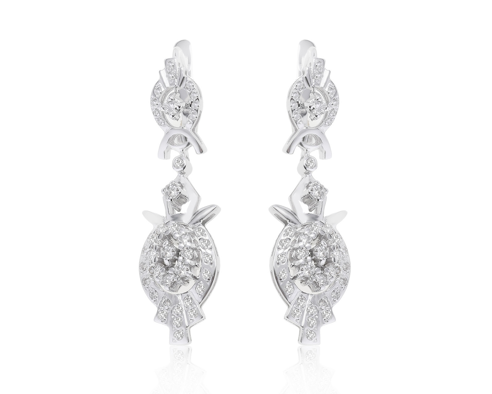 Превосходные золотые серьги с бриллиантами 1.38ct СССР