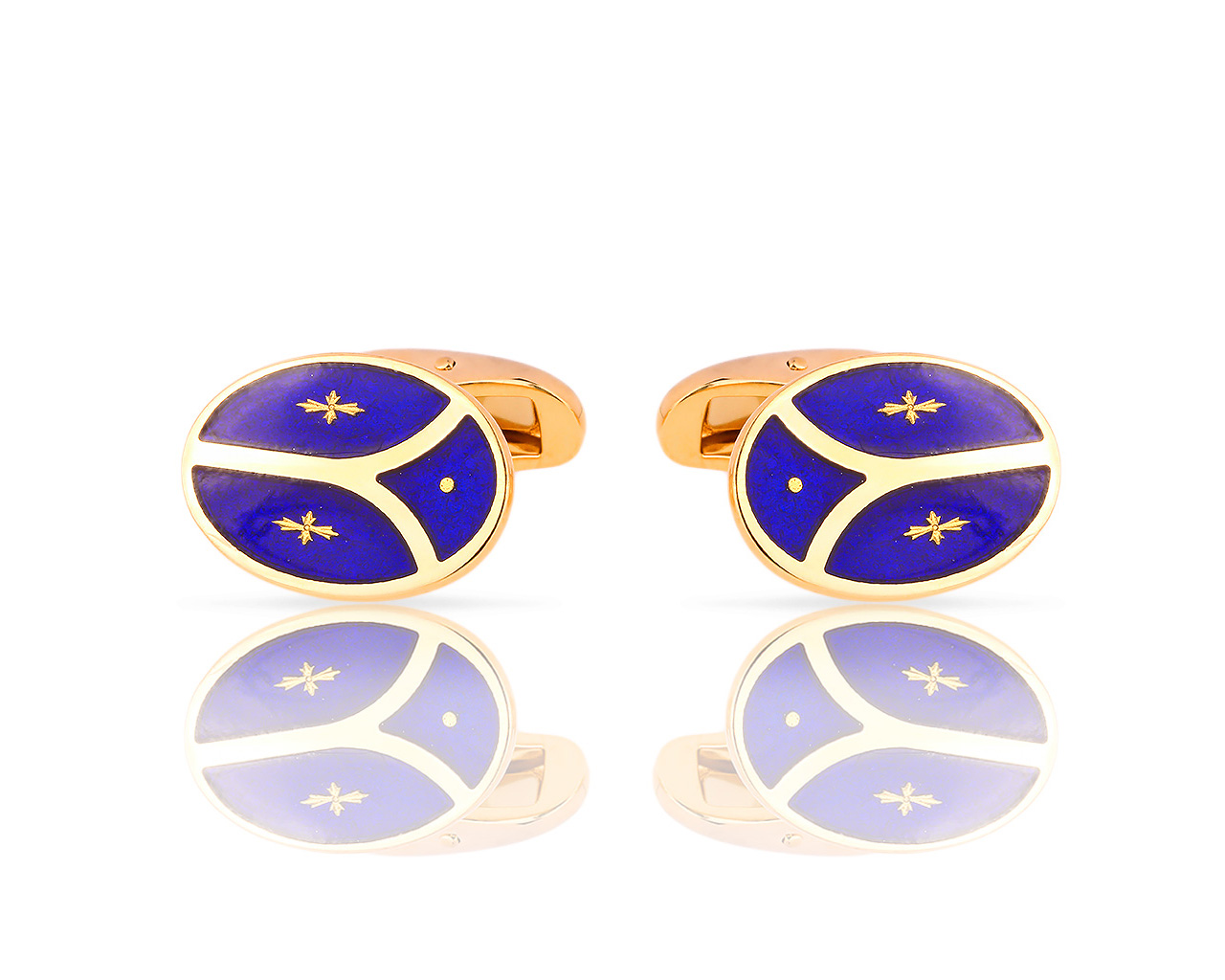 Золотые запонки с синими эмалями Faberge 200618/3