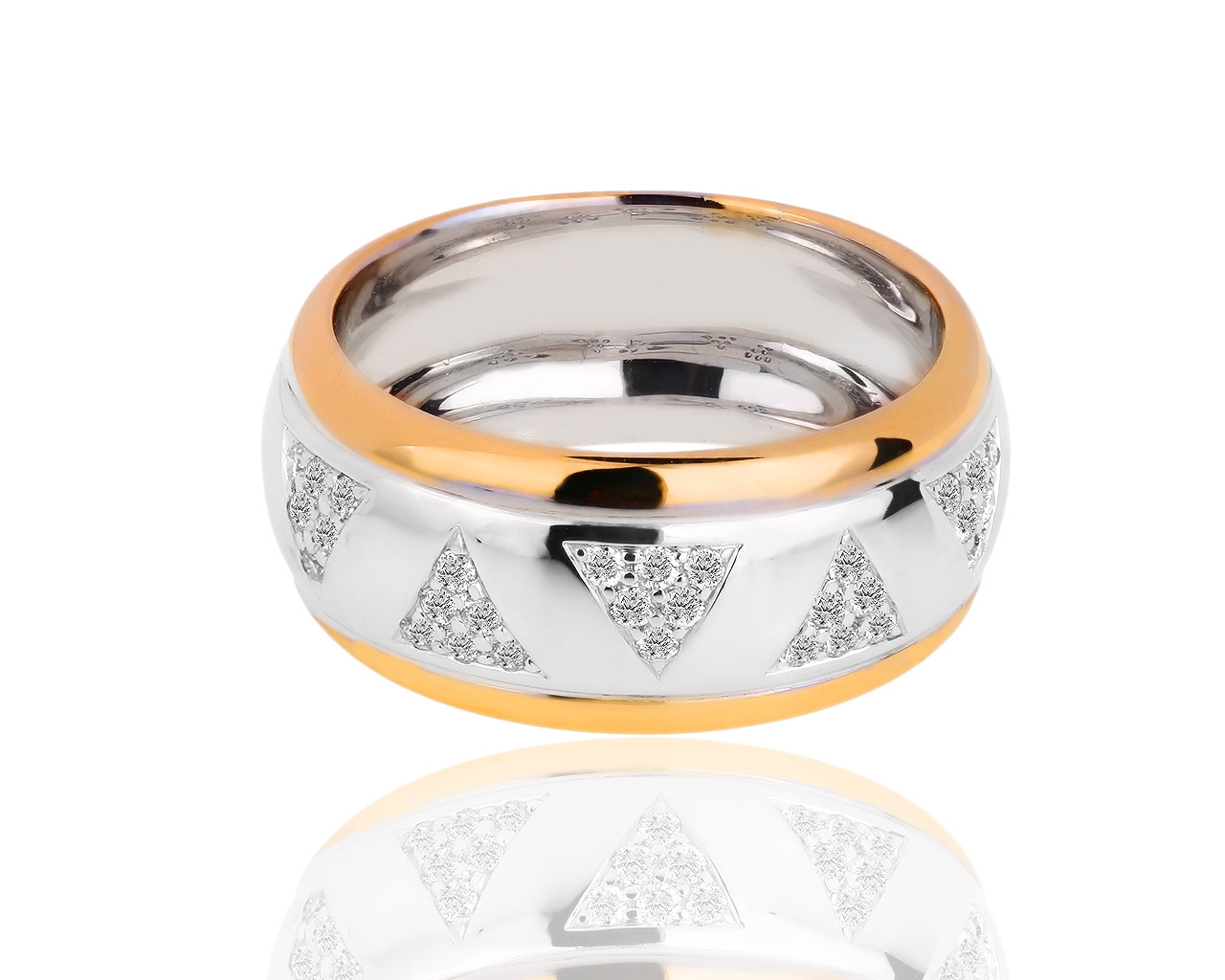 Необычное золотое кольцо с бриллиантами 0.23ct