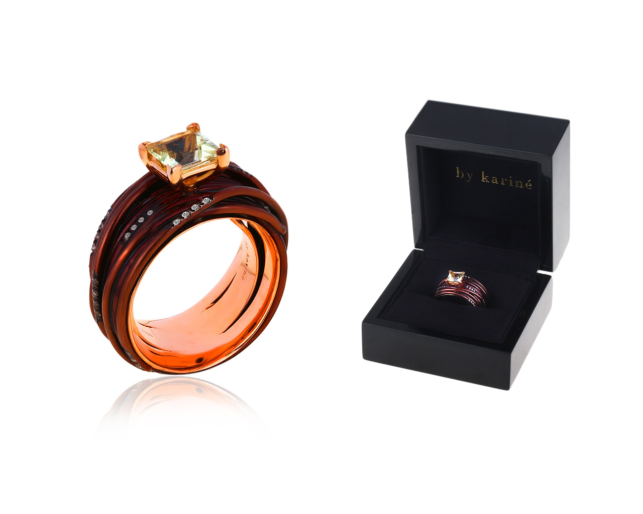 Оригинальное золотое кольцо с гелиодором By Karine The Wire Ring