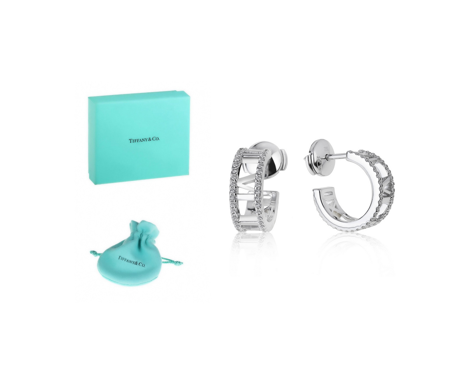 Оригинальные золотые серьги с бриллиантами 0.50ct Tiffany&Co Atlas