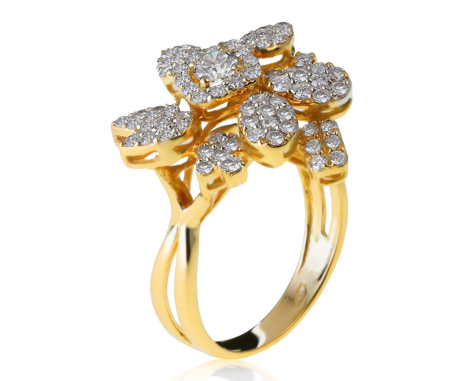 Итальянское золотое кольцо с бриллиантами 1.51ct