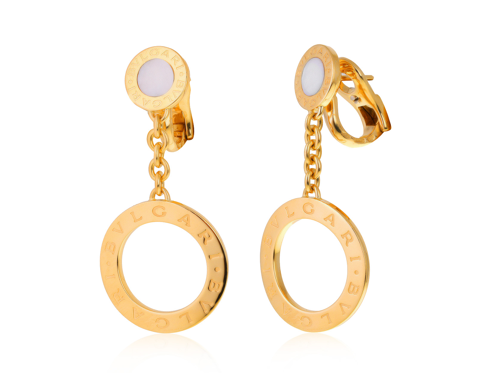 Оригинальные золотые серьги с перламутром Bvlgari 040621/5